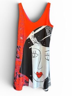 🇨🇦 Bright Red Graphic Scoop Neck Swing Top by Volt